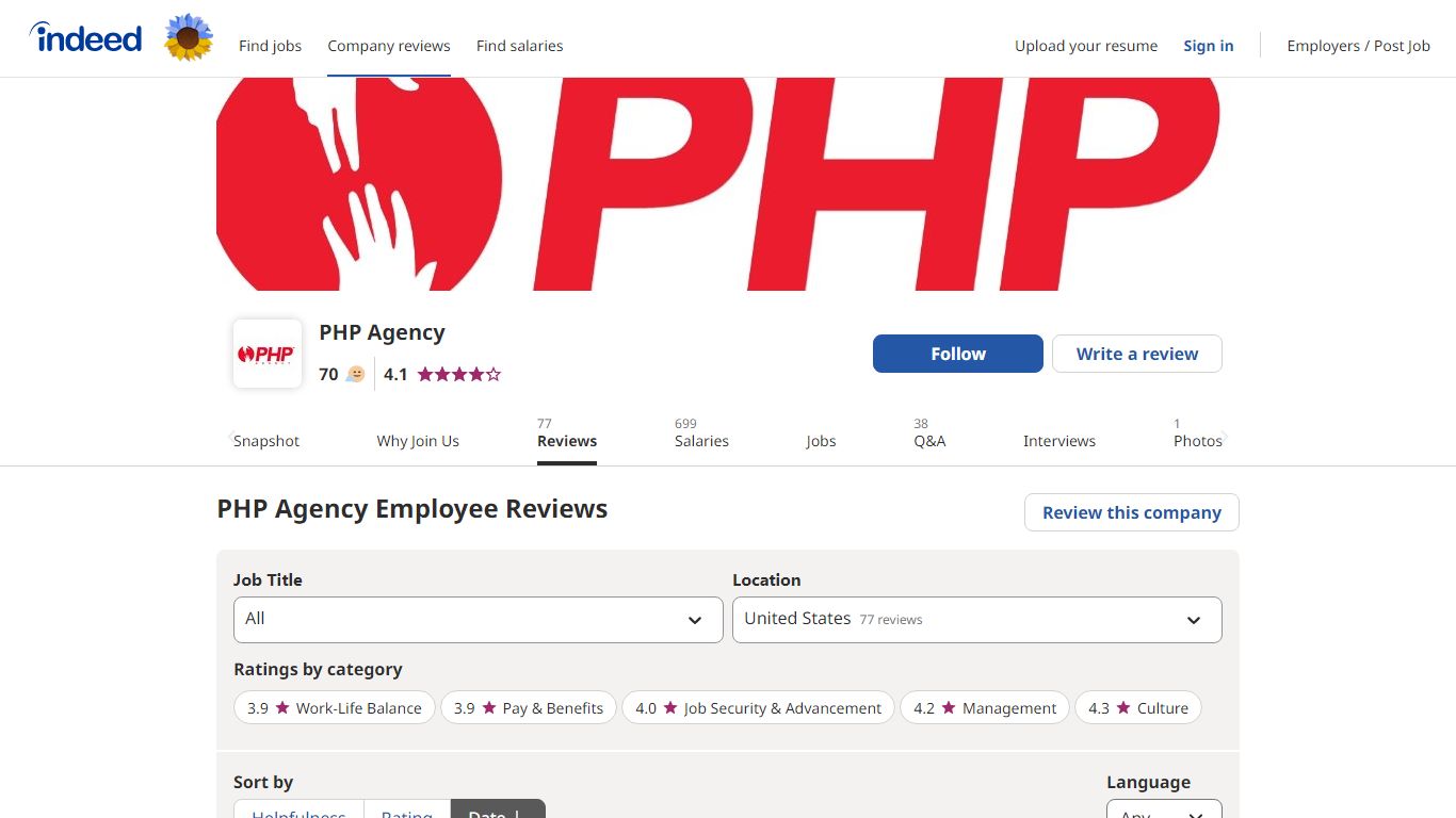 Working at PHP Agency: 77 Reviews | Indeed.com